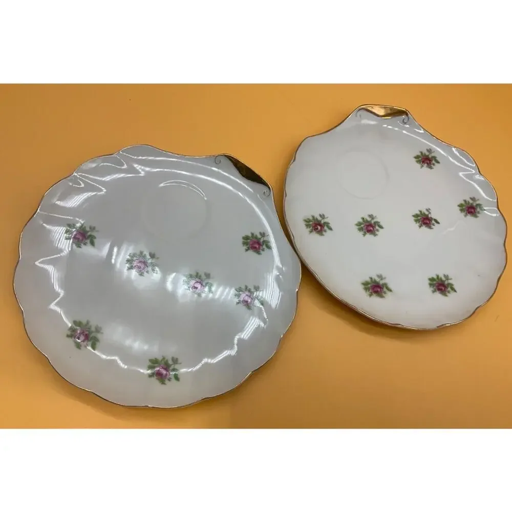 Rose Pattern Luncheon Plates Set of 2 7.5